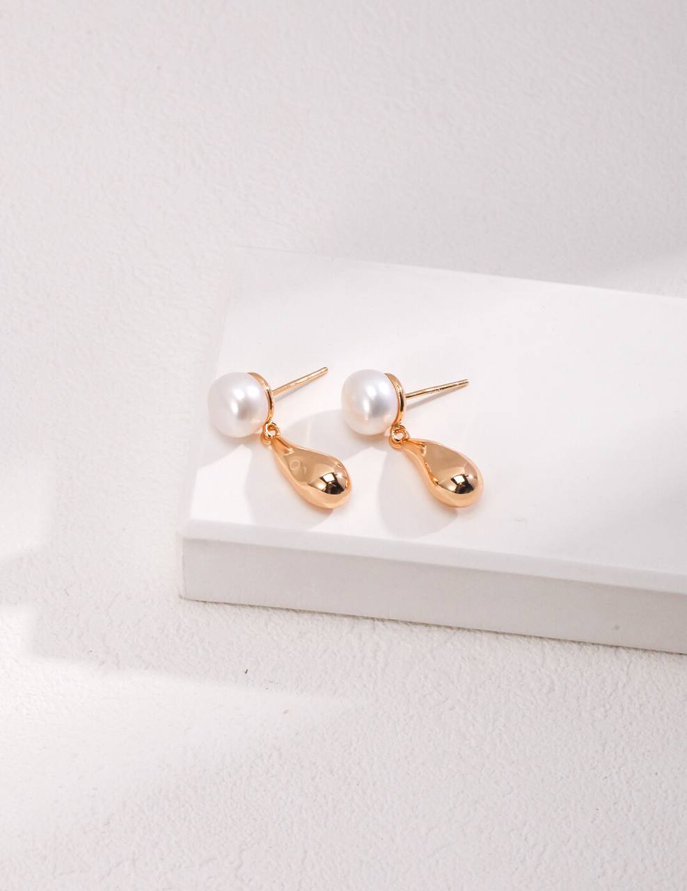 Teardrop Sterling Silver Pearl Earrings